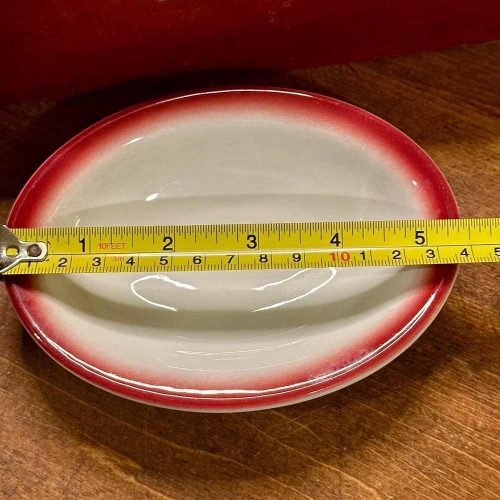 6 Vintge Shenango China Red Band Berry Bowls Restaurant Ware Interpace USA Diner